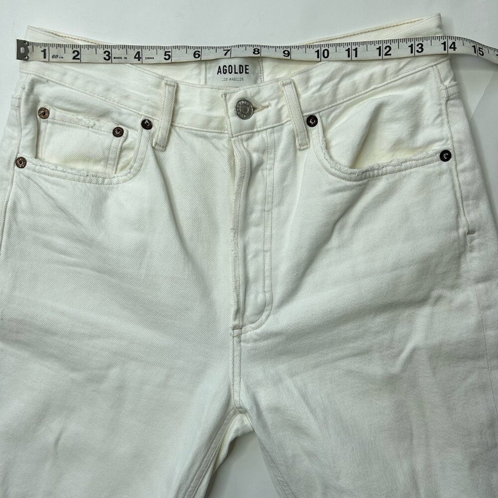 Agolde Jeans Womens Riley Size 27 White Denim Distressed High Rise Crop Designer - Picture 3 of 9